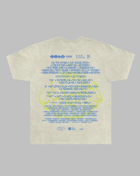 SOLE DXB 2023 - OFFICIAL LINE UP - BLUE / YELLOW- CREAM T-SHIRT